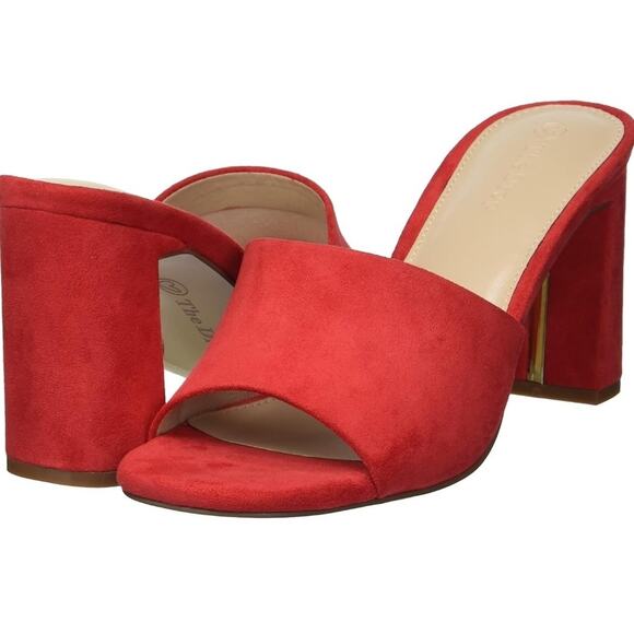 The Drop Women's Pattie High Heel Mule Sandal, Suede, Red, Size 7 - Picture 1 of 8